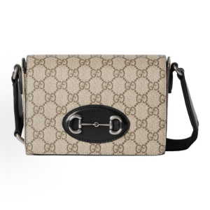 GUCCI Horsebit 1955 Silver Hardware Shoulder Bag Mini Women's Beige Black