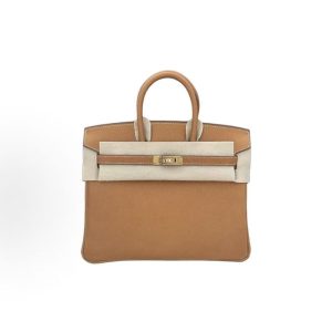 HERMES Birkin 25 Gold Buckle Platinum Bag Tote Bag 25 Women's 1H Toffee Toffe Color