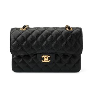 CHANEL Classic Flap CF Diamond Plaid Gold Buckle Chain Shoulder Strap Leather Chain Granular Cowhide Gold Hardware Crossbody Bag Shoulder Bag Medium Black