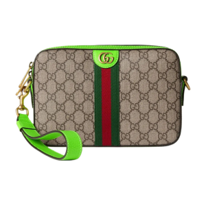 GUCCI Ophidia Double G Logo Zip Fastening One Shoulder Crossbody Bag Small Men's Beige Ebony Fluorescent Green