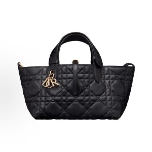 DIOR Toujours logo pendant cane-pattern Indigenous bag tote small women's black