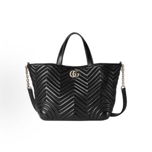GUCCI Marmont Iconic Double G Logo Tote Tote Bag Shopping Bag Tote Bag Tote Bag Medium Women's Black