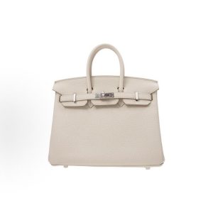 Hermès Birkin 25 - Silver Hardware - Women's - 8L Béton (Glacier White)