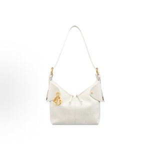 DIOR Voyage Vintage gold-finish metal charm shoulder bag small women's milky white