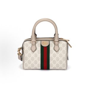 GUCCI Ophidia Detachable Shoulder Strap Zip Closure GG Supreme One Shoulder Crossbody Tote Bag Mini Women's Beige White