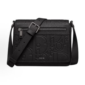DIOR Adjustable Shoulder Strap Gravity Embossed Messenger Bag Shoulder Crossbody Bag Men's Black