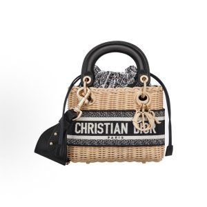 DIOR Lady D-Lite Plan de Paris Pattern Davis Bag One Shoulder Crossbody Handbag Mini Women's Black with White