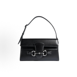 GUCCI Horsebit Ristretto Primavera Signature Horsebit Pattern Shoulder Bag Medium Women's Black