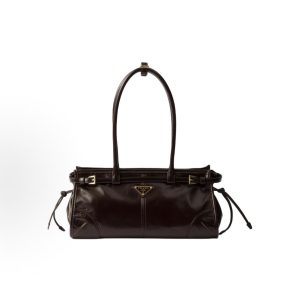 PRADA Bonnie Brand Logo Zip Fastening One Shoulder Tote Medium Women's Dark Brown