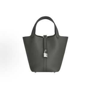 HERMES Picotin Lock 18 Silver Buckle Vegetable Basket Bucket Bag Tote Bag 18 Women's 0L Grismeyer Cumulonimbus Gray