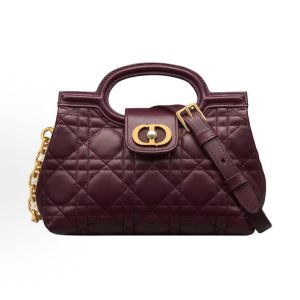 DIOR Jolie CD Buckle White Resin Beaded One Shoulder Tote Mini Women's Plum Color