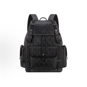 DIOR CD Diamond logo nylon jacquard diamond checkered school bag backpack backpack large size men's black