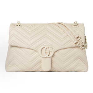 GUCCI GG Marmont Tonal Enamel Hardware Chain Shoulder Bag Medium Women's Ivory