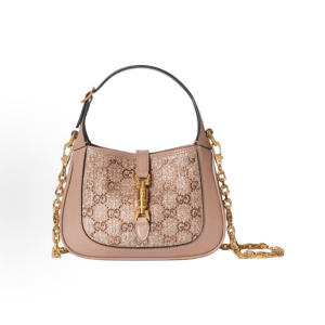 GUCCI Jackie 1961 GG Crystal Embroidered Piston Buckle Tote Mini Women's Pale Pink