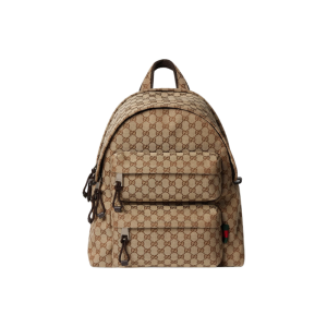 GUCCI Embossed logo zip closure Backpack Medium Men's Beige Ebony color