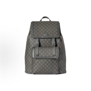 GUCCI Ophidia gold-toned accessories Double G logo backpack large size men's gray black