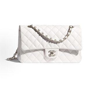CHANEL Classic Flap CF 21S Chain Shoulder/Crossbody Bag White