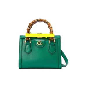 GUCCI Diana Bamboo Diana Diana Bamboo Handle Gold Label Logo Neon Buckle Tote Bag Tote Bag Shopping Bag One Shoulder Crossbody Tote Mini Women's Emerald Green