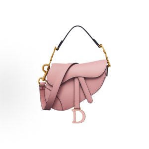 DIOR Saddle Magnetic D-Ring Buckle Adjustable Detachable Shoulder Strap Saddle Bag One Shoulder Crossbody Tote Mini Women's Vintage Pink