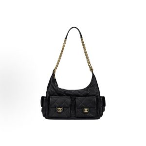 CHANEL 25C Shoulder Bag Oversized Black