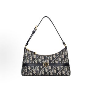 DIOR 30 Montaigne Adjustable Shoulder Strap Zipper Closure Dumpling Bag Tote Shoulder Bag Mini Women's Blue
