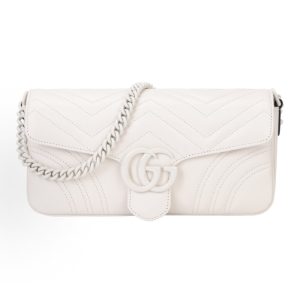 GUCCI GG Marmont Double G logo detachable shoulder strap quilted crossbody shoulder bag women's white