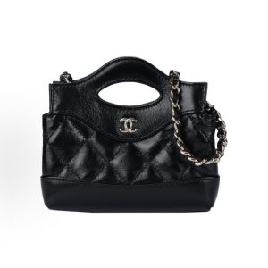 CHANEL 31Bag 24S Gold Buckle Tote Shoulder Crossbody Bag Super Mini Black