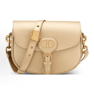 DIOR Bobby Solid Color Strap Adjustable Crossbody Bag Shoulder Bag Medium Women's Beige Color Patched Morandi Color
