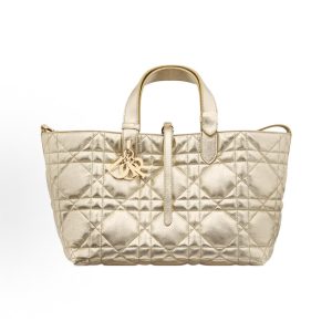DIOR Toujours Metal Pendant Adjustable Strap Indigenous Bag One Shoulder Tote Medium Women's Gold