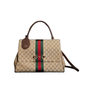 GUCCI Paparazzo Signature Horsebit Webbing One Shoulder Tote Bag Large Women's Sand