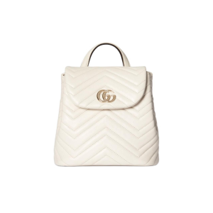 GUCCI GG Marmont Gold Logo drawstring versatile classic backpack mini Women's white