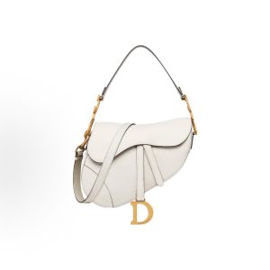 DIOR Saddle stirrups D-shaped charm vintage gold finish metal CD logo Saddle bag shoulder crossbody bag handbag women's milk white