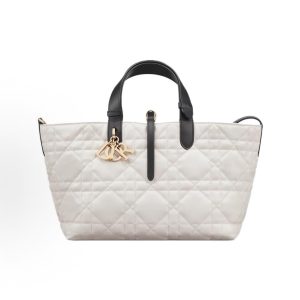 DIOR Toujours Adjustable Top Handle Tote Bag Medium Women's Milky White