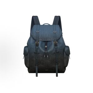 DIOR Hit The Road Gradient Signature Classic Pattern Embossed Aluminium CD Mini Buckle Flap Backpack Unisex Couple Blue Black