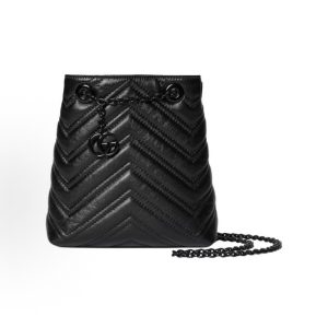 GUCCI GG Marmont Double G Hardware Bucket Bag Shoulder Bag Mini Women's Black