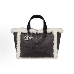 Dior Toujours Dioralps Macrocannage stitched metal charm One shoulder tote Medium Women's anthracite grey