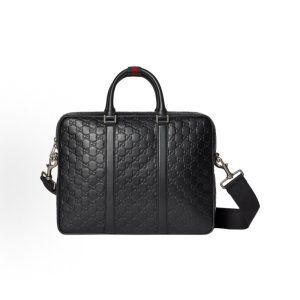 GUCCI GG Emblem Letter Double G Embossed Briefcase Large Men's Black