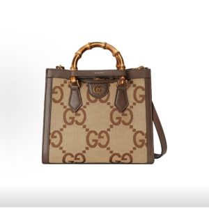 GUCCI Diana Shopping Bag One Shoulder Crossbody Tote Small Unisex Couple Brown Beige