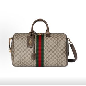 GUCCI Savoy 28L monogram crossbody travel bag medium men's beige with dark brown