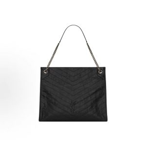 SAINT LAURENT YSL Niki Black Label Logo Vintage Chain Pleats Large Capacity Tote Bag Tote Bag Tote Bag Tote Bag Tote Bag Leather Shoulder Bag Medium