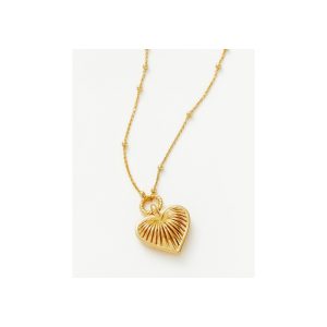 Ridge Heart Charm Pendant Necklace | 18ct Gold Plated