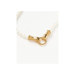 Harris Reed In Good Hands Pearl Pendant Necklace | 18ct Gold Plated/Pearl & Black Onyx