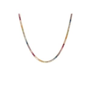 Ombré Rainbow Baguette Tennis Necklace
