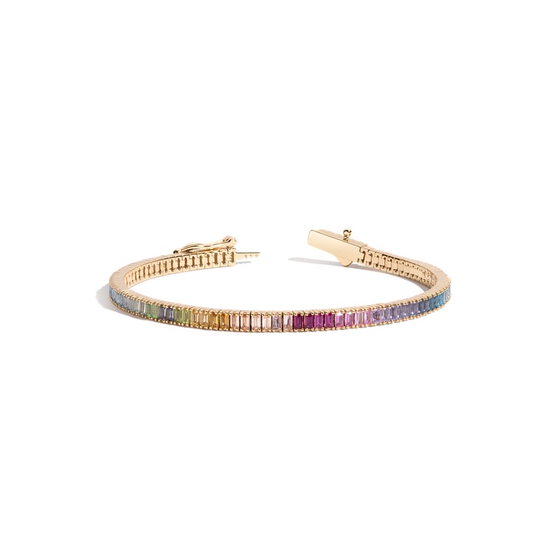 Ombré Rainbow Baguette Tennis Bracelet