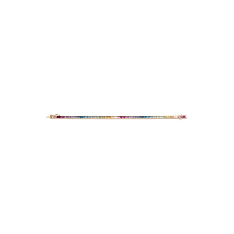 Ombré Rainbow Baguette Tennis Bracelet - 图片 2