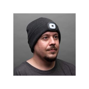 Dark Gray Winter Beanie with a Built in Rechargeable LED Light