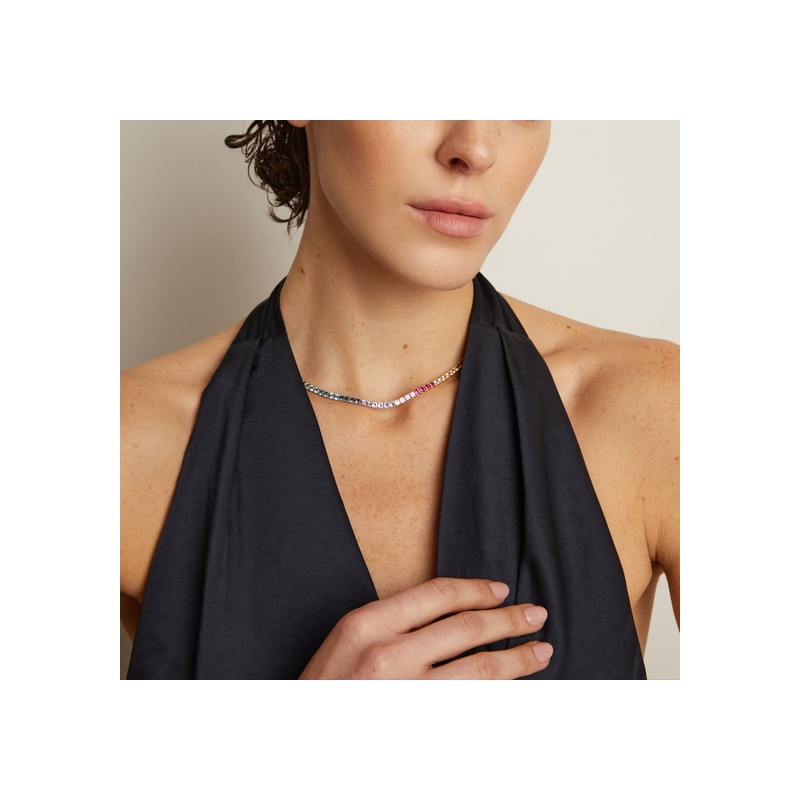 Ombré Rainbow Tennis Necklace - 图片 4