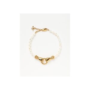 Harris Reed In Good Hands Pearl Bracelet | 18ct Gold Plated/Pearl & Black Onyx