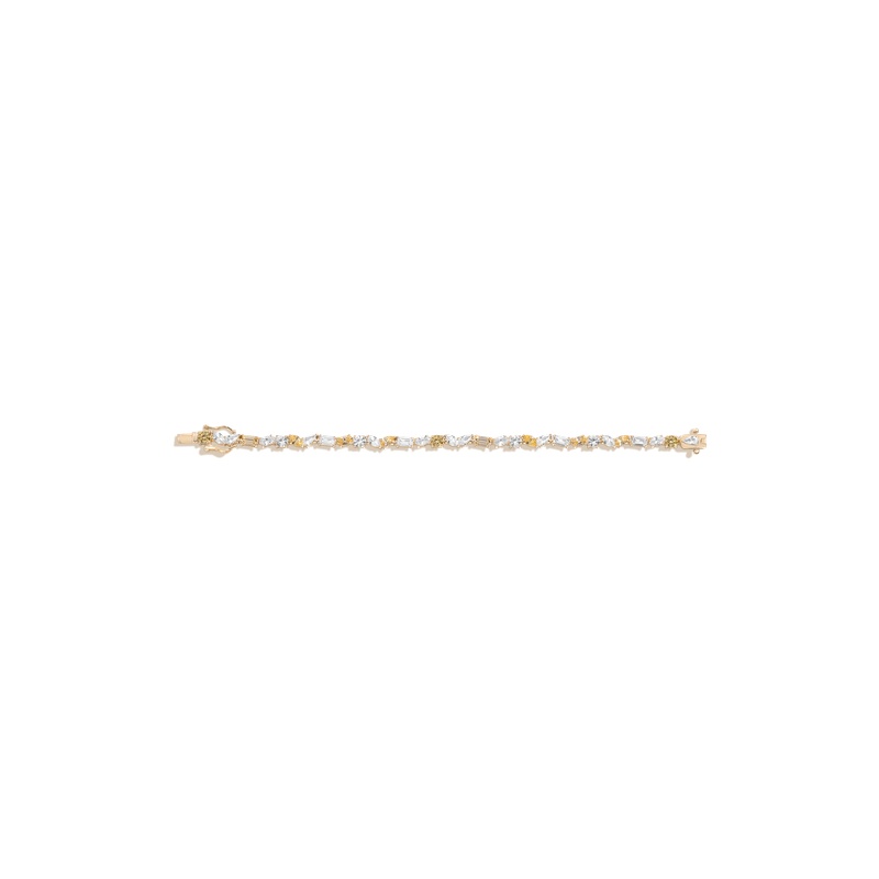 Lab Grown White Sapphire and Canary Mixed Shape Tennis Bracelet - 图片 2