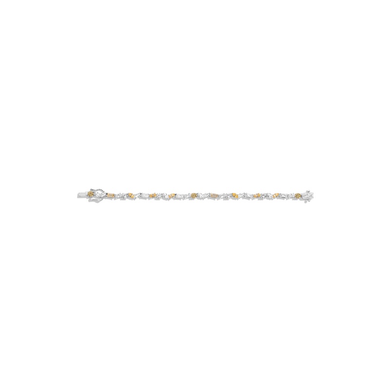 Lab Grown White Sapphire and Canary Mixed Shape Tennis Bracelet - 图片 4